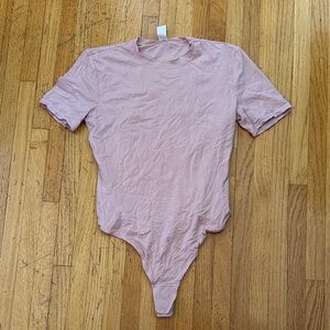 Wundermost Ultra-Soft Nulu Short-Sleeve Crew Thong Bodysuit